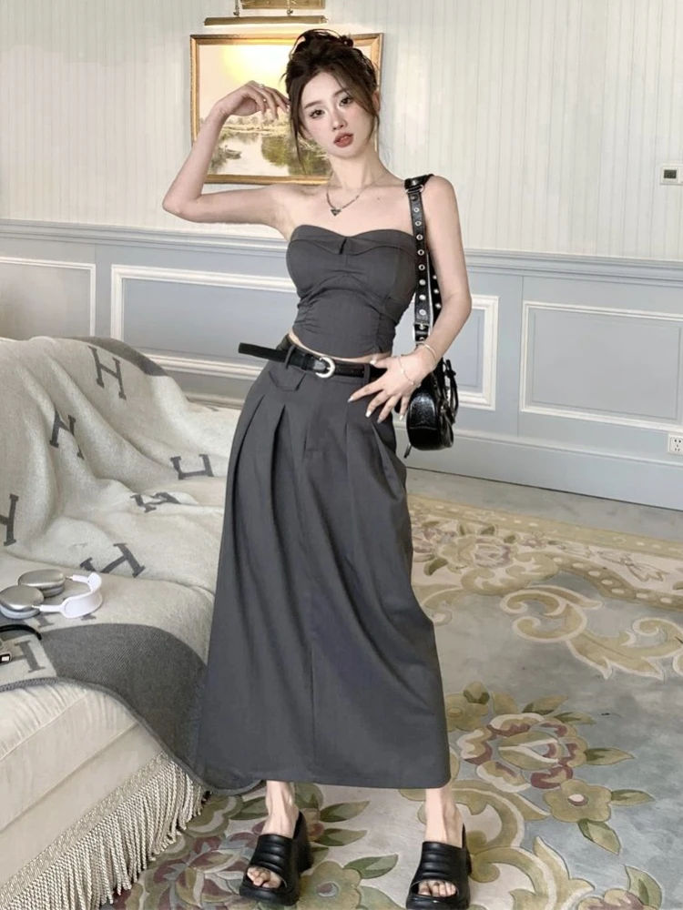 Formal Outfits Women Camis and Skirts 2 Pieces Sets Office Ladies Casual Solid Long Style Faldas Elegant Summer Mujer Harajuku
Formal Outfits Women Camis and Skirts 2 Pieces Sets Office Ladies Casual Solid Long Style Faldas Elegant Summer Mujer Harajuku