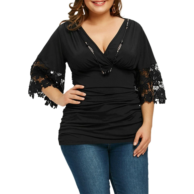 2022 Fashion Lace Hollow Out Sexy Plus Size Tunic Blouse Women Clothing Summer Solid Tops Ladies Street Ruched Bodycon T Shirt
2022 Fashion Lace Hollow Out Sexy Plus Size Tunic Blouse Women Clothing Summer Solid Tops Ladies Street Ruched Bodycon T Shirt