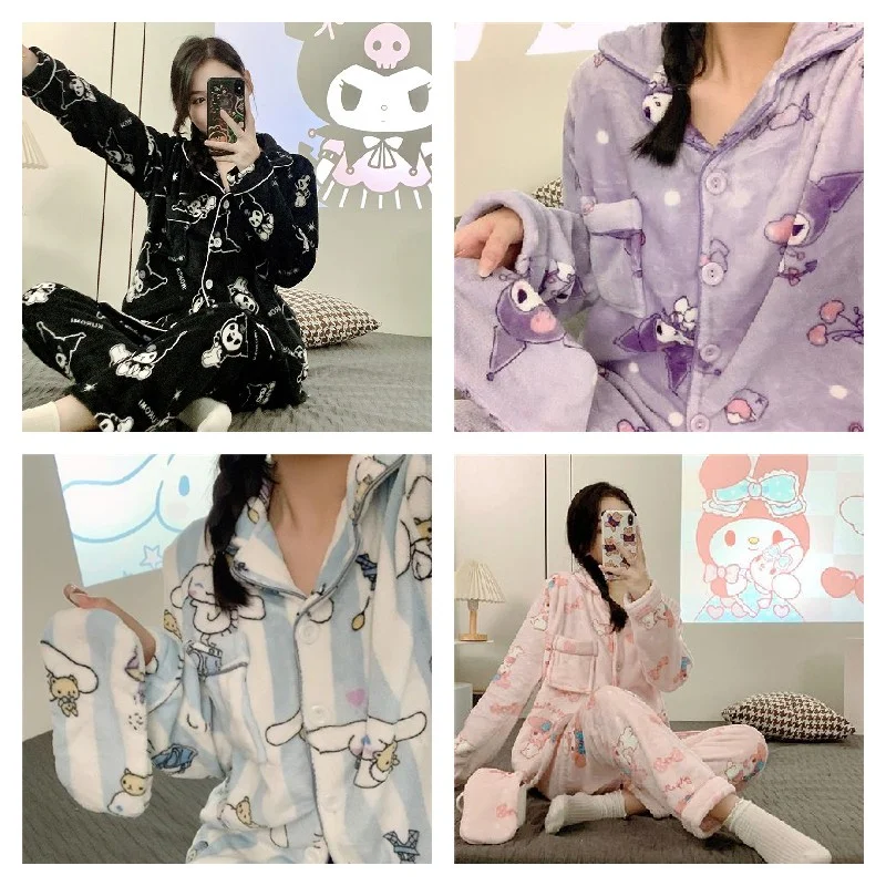 Sanrios Kuromi Cinnamoroll моя мелодия полакко Hellokittys аниме милая мультяшная плюшевая Пижама Плюс флис теплая мягкая домашняя одежда
Sanrios Kuromi Cinnamoroll моя мелодия полакко Hellokittys аниме милая мультяшная плюшевая Пижама Плюс флис теплая мягкая домашняя одежда