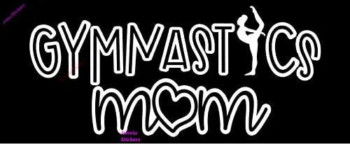 

Gymnastics Mom Vinyl Decal | White | Made in USA by Foxtail Decals for Car Windows Tablets Laptops Water Bottles Sticker Decor