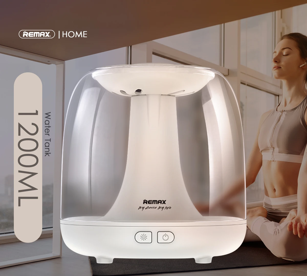REMAX Portable Bedside Humidifier 1200ml Cool Mist Air humidifier Ultra-Quiet Night Light essential oil for Yoga Bedroom Office
REMAX Portable Bedside Humidifier 1200ml Cool Mist Air humidifier Ultra-Quiet Night Light essential oil for Yoga Bedroom Office