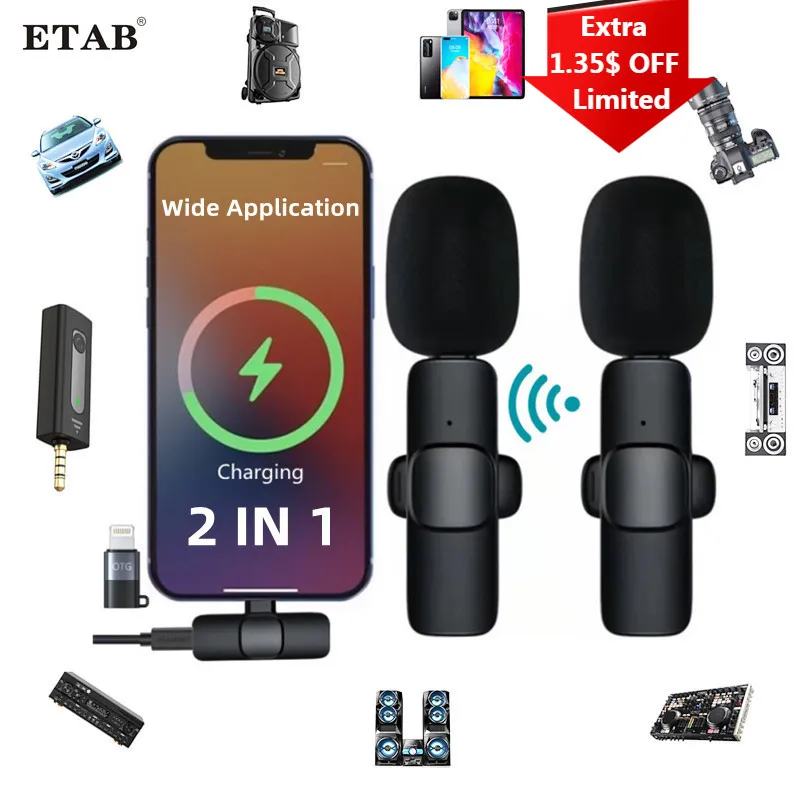2in1 Wireless lapel Microphone Audio Video Professional Lavalier Microphone Karaoke Microphone Mini Mic For Youtube Recording
2in1 Wireless lapel Microphone Audio Video Professional Lavalier Microphone Karaoke Microphone Mini Mic For Youtube Recording