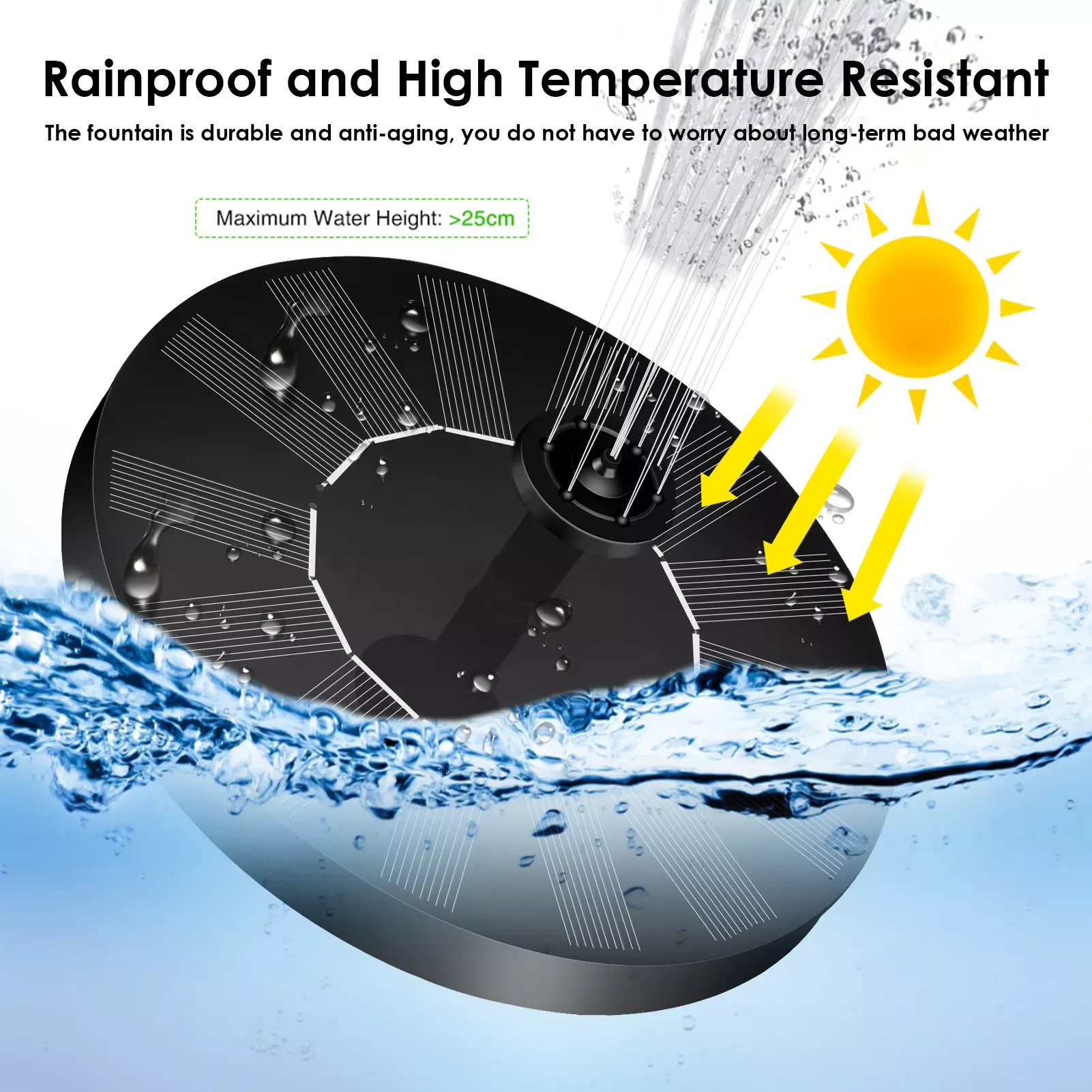 7V 1.6W Floating Solar Fountain Birdbath Pond Waterfall Fountain Outdoor Garden Decoration Solar Powered Fountain Water Pump
7V 1.6W Floating Solar Fountain Birdbath Pond Waterfall Fountain Outdoor Garden Decoration Solar Powered Fountain Water Pump