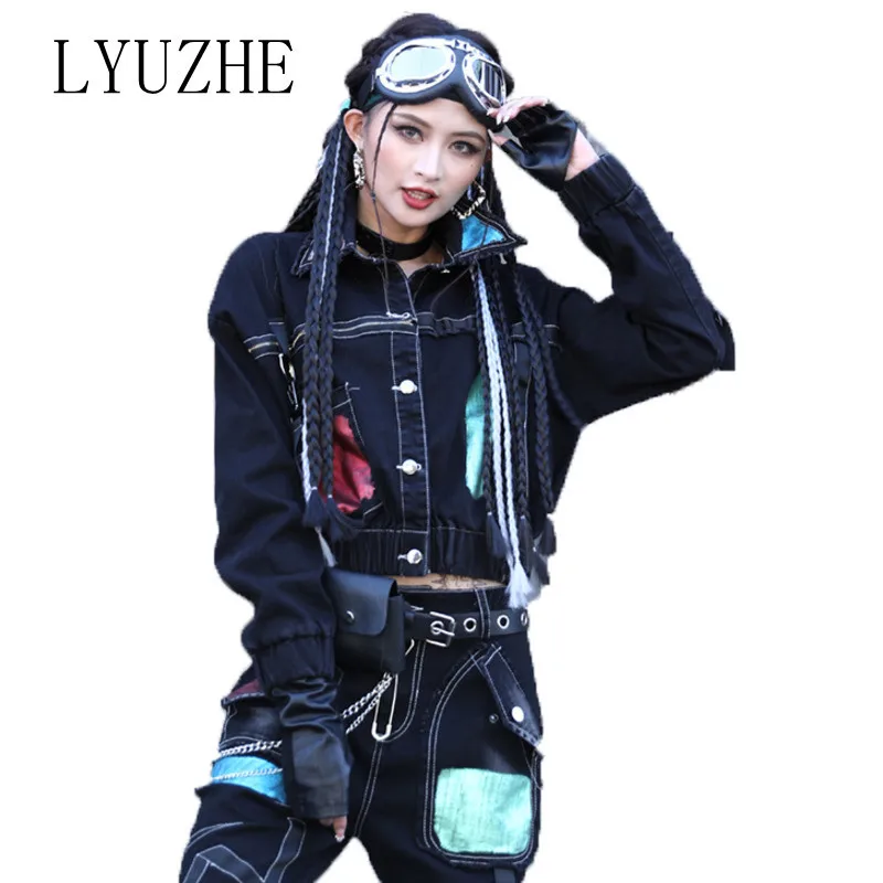 LYUZHE Women 2022 Spring Denim Jacket Fashion Long Sleeve Short Coat Black Strap Women Denim Coat LZP012
LYUZHE Women 2022 Spring Denim Jacket Fashion Long Sleeve Short Coat Black Strap Women Denim Coat LZP012