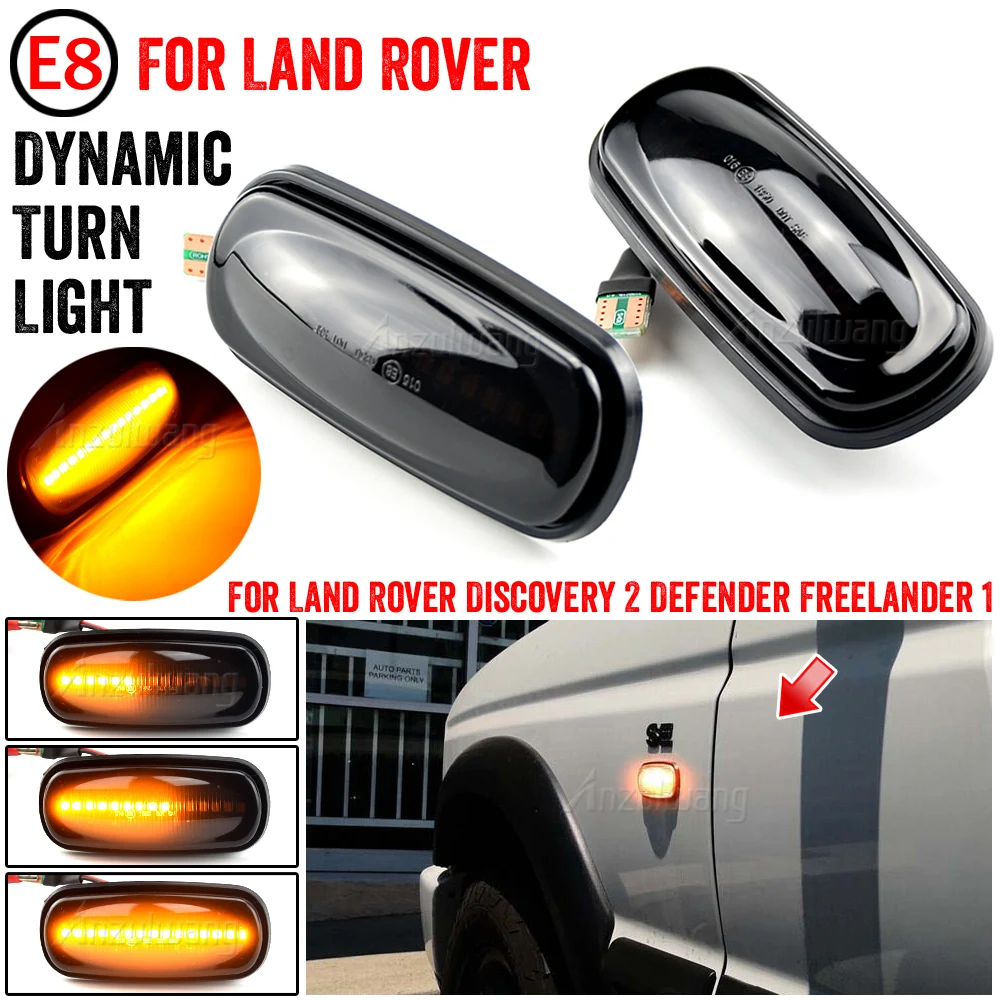 

2pcs LED Turn Signal Dynamic Sweep Side Marker Lamp Repeater Indicator Light For Discovery 2 1999-2003 2004 Freelander Defender