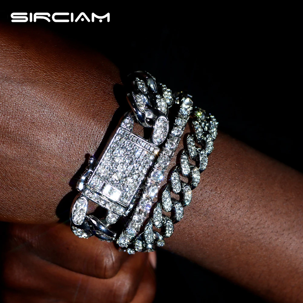 Iced Out Micro Rhinestones Pave Heavy Cuban Chain Men's Bracelet Punk Bling 20MM Cuban Link Bracelets For Man Hip Hop Jewelry
Iced Out Micro Rhinestones Pave Heavy Cuban Chain Men's Bracelet Punk Bling 20MM Cuban Link Bracelets For Man Hip Hop Jewelry