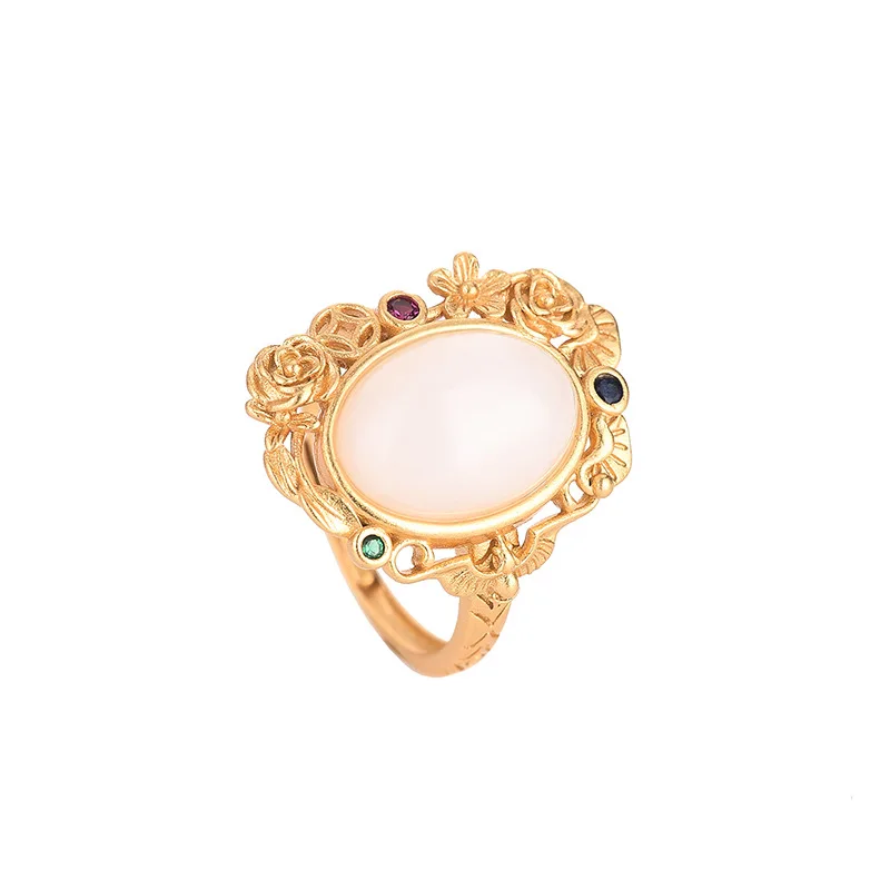 White Jade Flower Rings Accessories Chinese Stone Adjustable Ring Women Amulet Jewelry Charm Fashion Real Natural 925 Silver
White Jade Flower Rings Accessories Chinese Stone Adjustable Ring Women Amulet Jewelry Charm Fashion Real Natural 925 Silver
