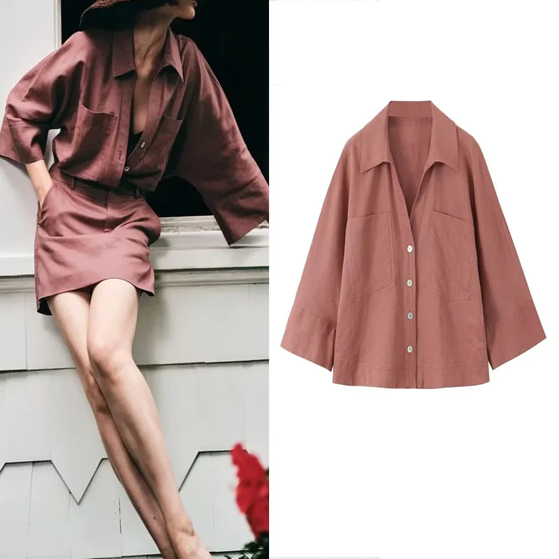 TRAF 2023 Pockets Shirt Fashion Long Sleeves Woman Blouse Elegant Youth Button-Up Front Female Blouses Beautiful Vintage Shirts
TRAF 2023 Pockets Shirt Fashion Long Sleeves Woman Blouse Elegant Youth Button-Up Front Female Blouses Beautiful Vintage Shirts