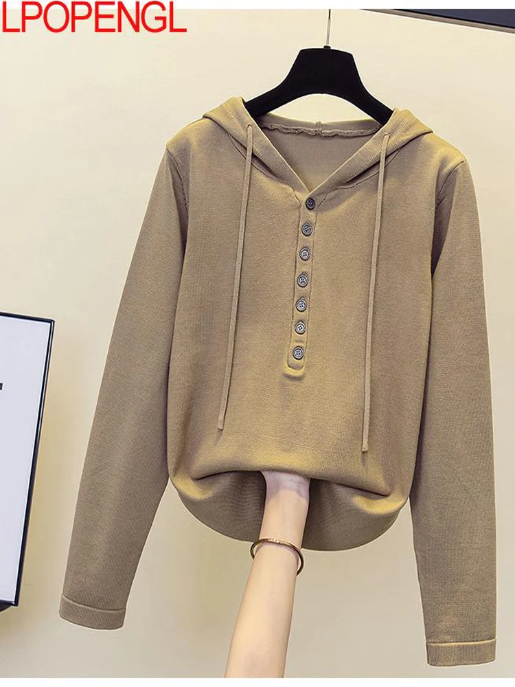 Women's 2023 Spring New Hooded Knitted Loose Casual Solid Color Pullover Sweater Bottoming Fashion And Comfort A-straight Shirt
Women's 2023 Spring New Hooded Knitted Loose Casual Solid Color Pullover Sweater Bottoming Fashion And Comfort A-straight Shirt