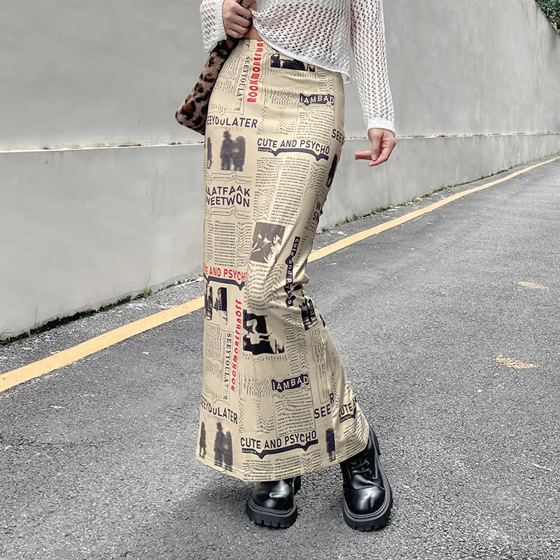 2022 Retro Vintage Newspaper Print Wrap Long Bodycon Skirt Fairycore Grunge Aesthetic Wrap Bandage Y2k Pencil Skirt Clothes 90s
2022 Retro Vintage Newspaper Print Wrap Long Bodycon Skirt Fairycore Grunge Aesthetic Wrap Bandage Y2k Pencil Skirt Clothes 90s