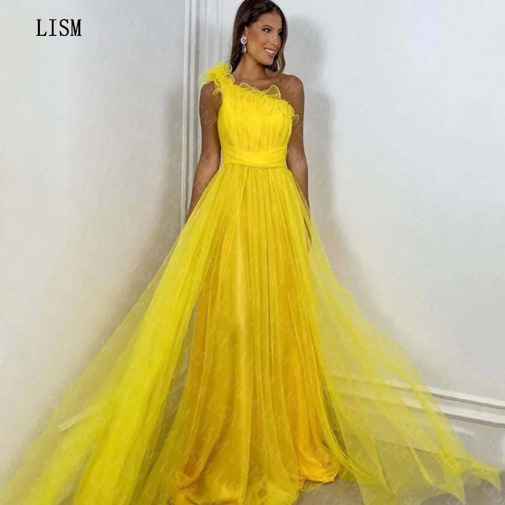 LISM A-line Yellow Tulle One Shoulder Floor Length Formal Evening Party Dresses Backless Zipper Back 2023 Elegant Prom Gown
LISM A-line Yellow Tulle One Shoulder Floor Length Formal Evening Party Dresses Backless Zipper Back 2023 Elegant Prom Gown
