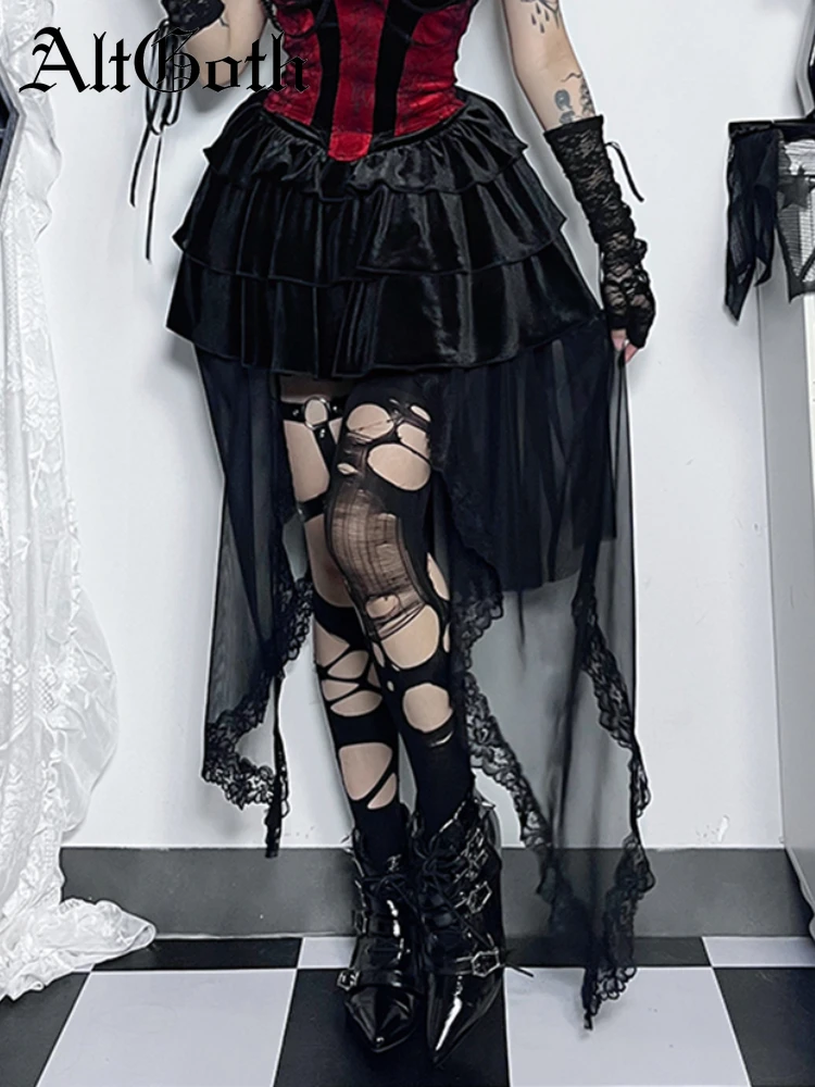 AltGoth Streetwear Gothic Dark Velvet Skirt Women Vintage Aesthetic Y2k Lace Patchwork High Waist Irregular Hem Skirt Clubwear
AltGoth Streetwear Gothic Dark Velvet Skirt Women Vintage Aesthetic Y2k Lace Patchwork High Waist Irregular Hem Skirt Clubwear