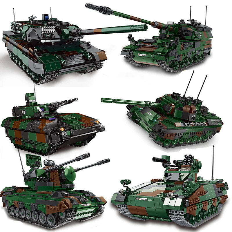 

Модель военного автомобиля танка, набор строительных блоков Ww2, Германия, США T34 WW2 1 I Ii Panzer, армия, бронированная пушка, игрушки, подарок