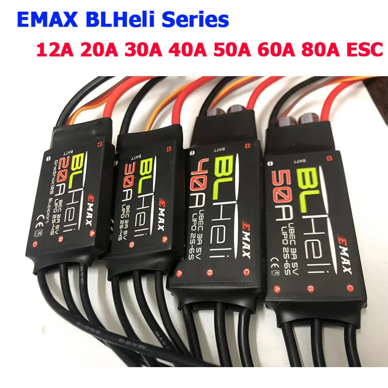 

EMAX BLHeli ESC Series 12A 20A 30A 40A 50A 60A 80A ESC Speed Controller for Multicopter Qudcopter Airplane Drone Helicopter