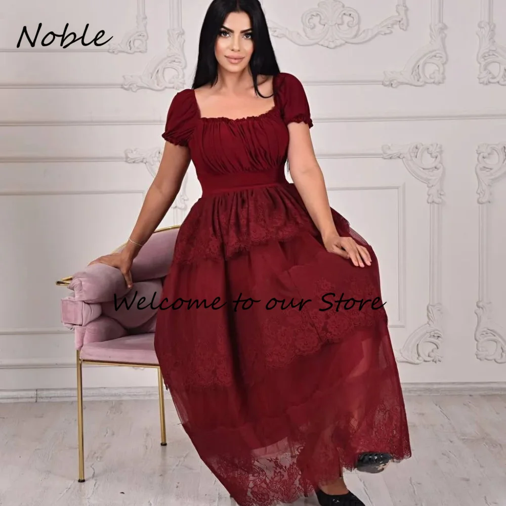 Noble Tulle Formal Occasion Gowns Ankle-Length Lace Evening Dress Square Collar Party Dress for Women Long Prom Gown
Noble Tulle Formal Occasion Gowns Ankle-Length Lace Evening Dress Square Collar Party Dress for Women Long Prom Gown