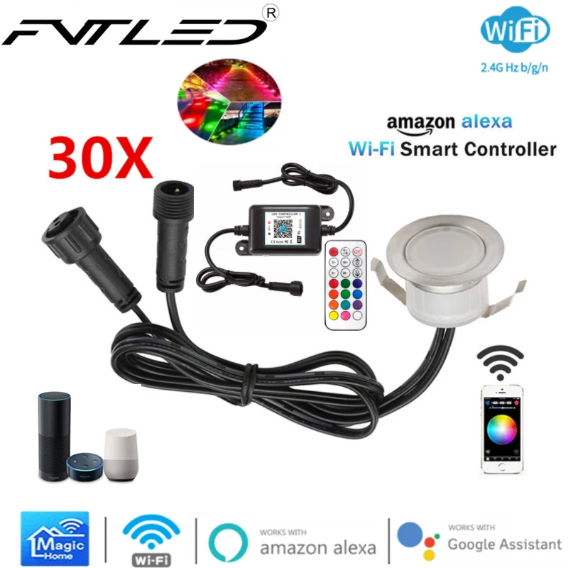 30 шт./компл. FVTLED WIFI умные светодиодные палубные огни RGB/RGBW 31 мм водонепроницаемые