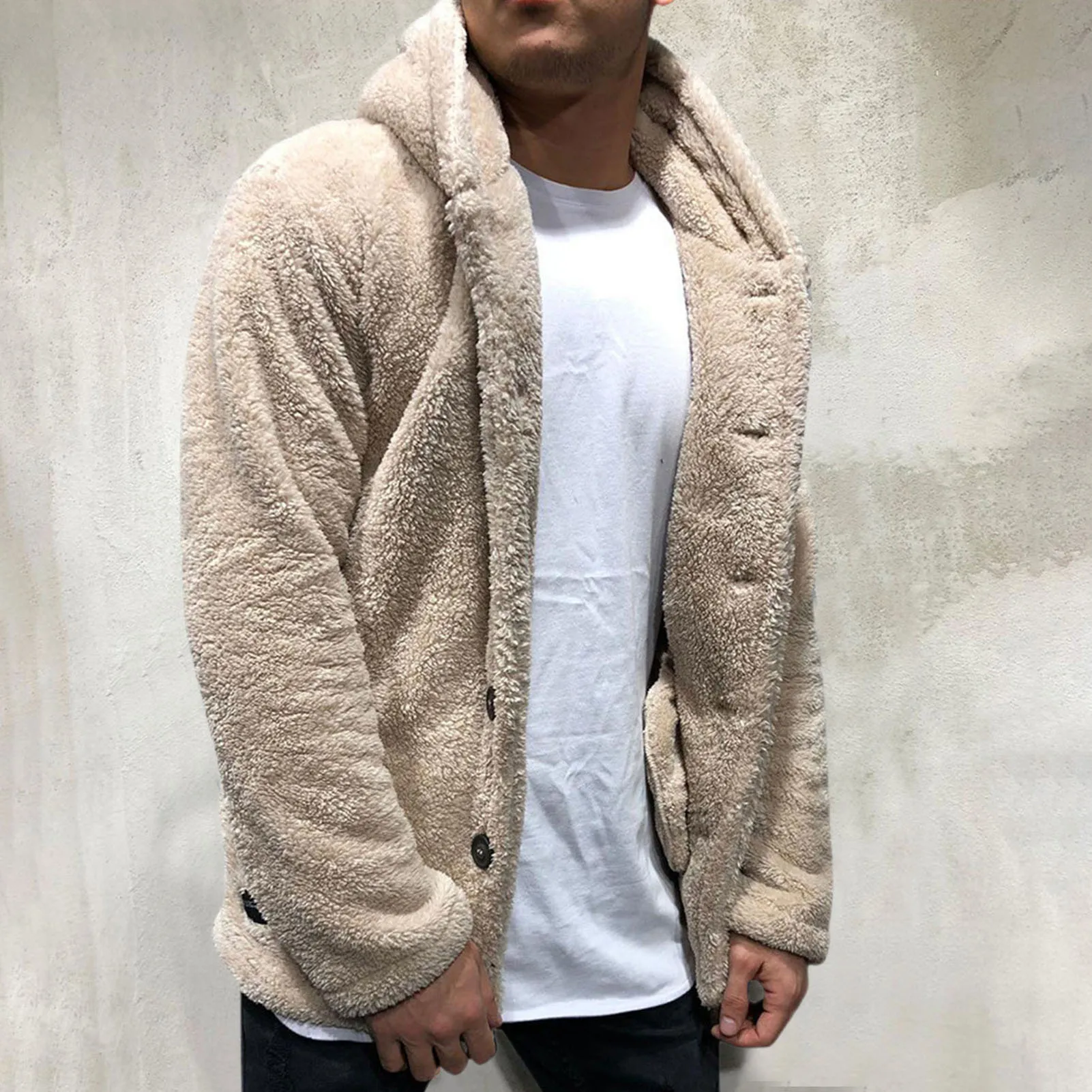 Winter Men's Fluffy Fleece Thick Warm Coat Long Sleeve Hooded Coat Plush Solid Colors Male Coat Outdoors Sweaters
Winter Men's Fluffy Fleece Thick Warm Coat Long Sleeve Hooded Coat Plush Solid Colors Male Coat Outdoors Sweaters