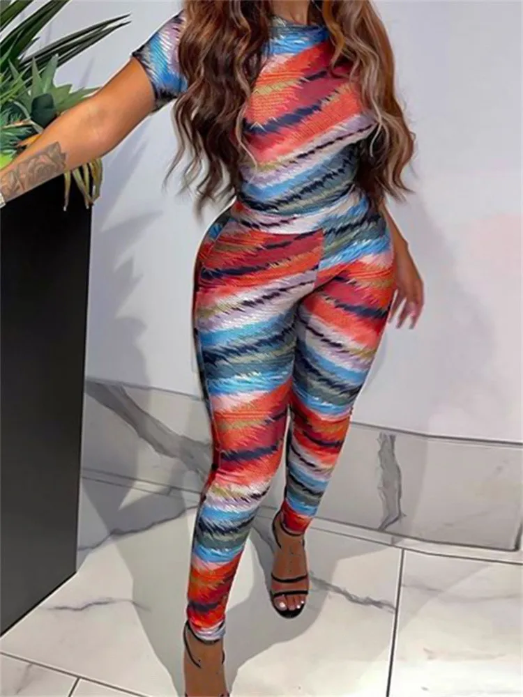 Thorn Tree Women 2 Pieces Outfits Contrast Color Striped Print Short Sleeve T-shirts Tops Elastic Waist Long Pencil Pants 2022 
Thorn Tree Women 2 Pieces Outfits Contrast Color Striped Print Short Sleeve T-shirts Tops Elastic Waist Long Pencil Pants 2022