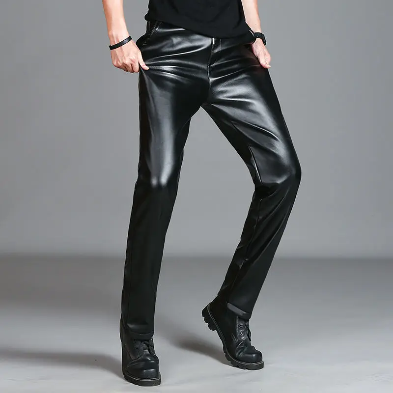 Men's Leather Pants Slim Fit PU Leather Pants Elastic Single Layer Motorcycle Leather Pants Man Waterproof Oil-Proof Young
Men's Leather Pants Slim Fit PU Leather Pants Elastic Single Layer Motorcycle Leather Pants Man Waterproof Oil-Proof Young