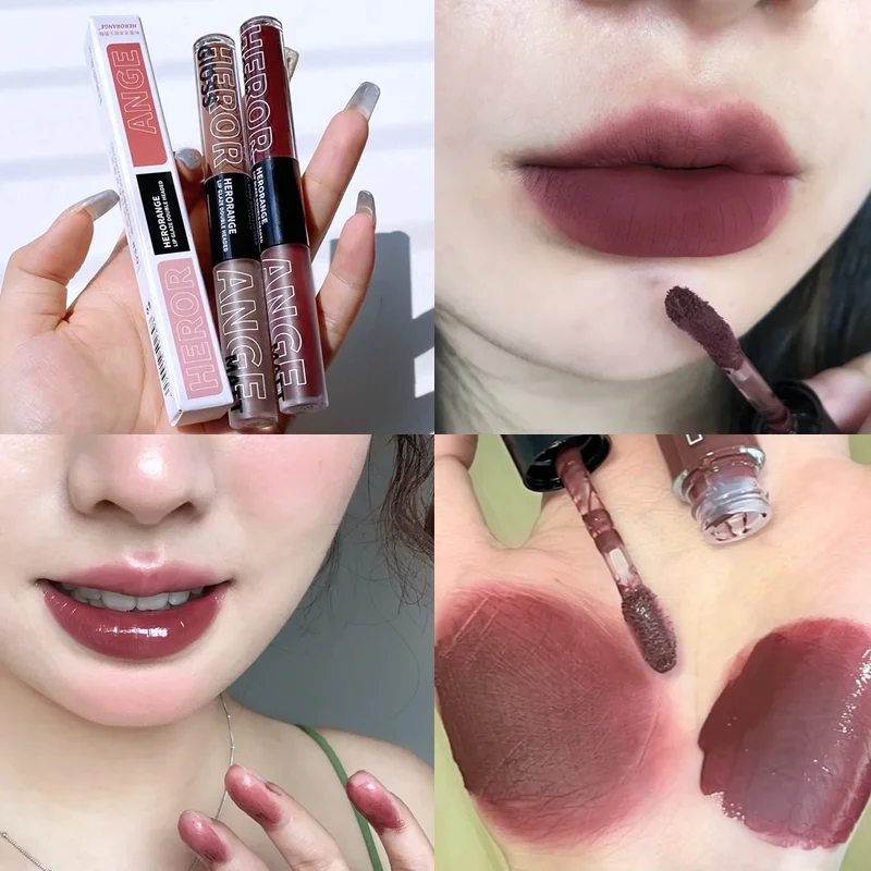 Double Head Mirror Lip Gloss Punk Dark Brown Matte Lip Glaze Waterproof Lasting Non-stick Cup Pink Purple Liquid Lipstick Makeup
Double Head Mirror Lip Gloss Punk Dark Brown Matte Lip Glaze Waterproof Lasting Non-stick Cup Pink Purple Liquid Lipstick Makeup