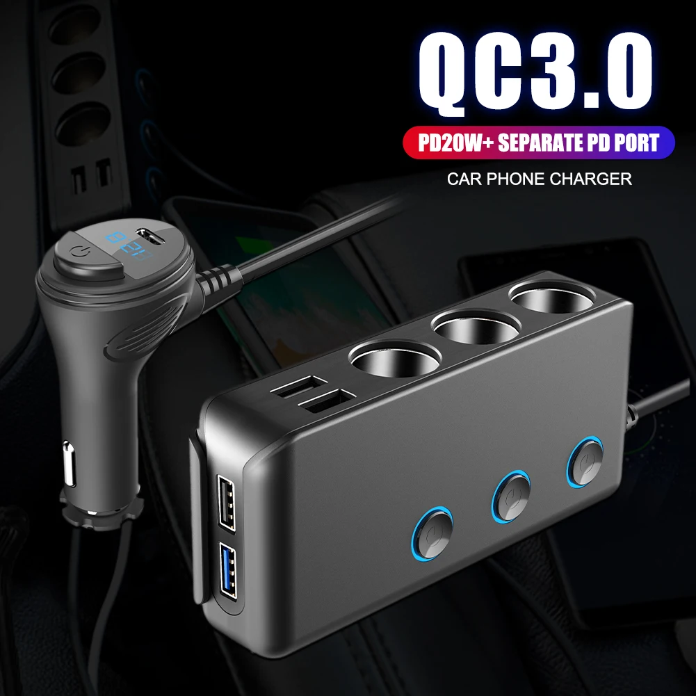 Quick Charge 3.0 Cigarette Lighter Splitter 4 USB Ports 120W Car Charger 12V/24V Universal 3 Socket Power Adapter with 3 Switch
Quick Charge 3.0 Cigarette Lighter Splitter 4 USB Ports 120W Car Charger 12V/24V Universal 3 Socket Power Adapter with 3 Switch