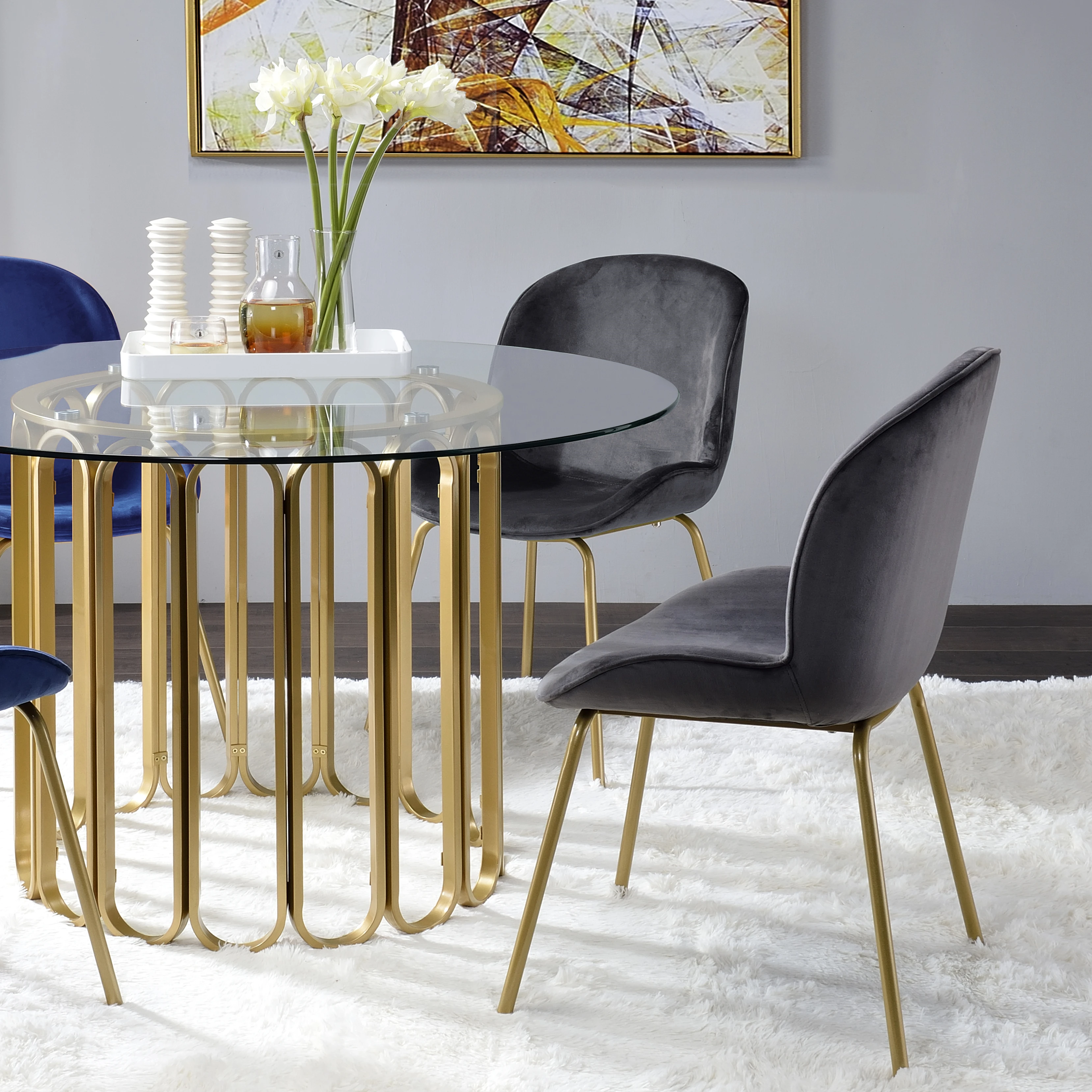 17''D×18''H Set-2 Home Furniture Minimalist Modern Dining Room Furniture Dining Chairs Furniture Side Chair In Gray Velvet Gold
17''D×18''H Set-2 Home Furniture Minimalist Modern Dining Room Furniture Dining Chairs Furniture Side Chair In Gray Velvet Gold