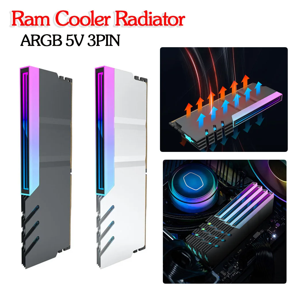 

1-4PCS RAM Heatsink Radiator 5V 3PIN ARGB Addressable Cooling Vest Heat Sink Cooler for DDR3 DDR4 DDR5 Desktop PC Ram Memory