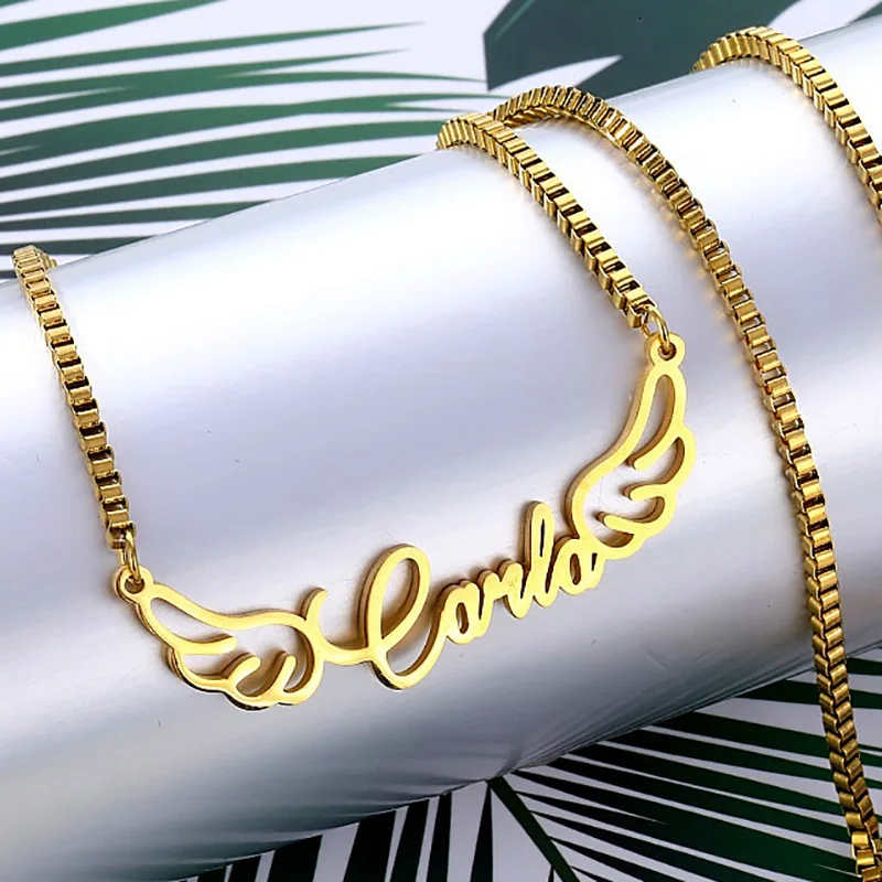 2020 Name Custom Necklace Personality Angel Wings Custom Necklace Gold Stainless Steel Woman Necklace Gift to The Best Friends
2020 Name Custom Necklace Personality Angel Wings Custom Necklace Gold Stainless Steel Woman Necklace Gift to The Best Friends
