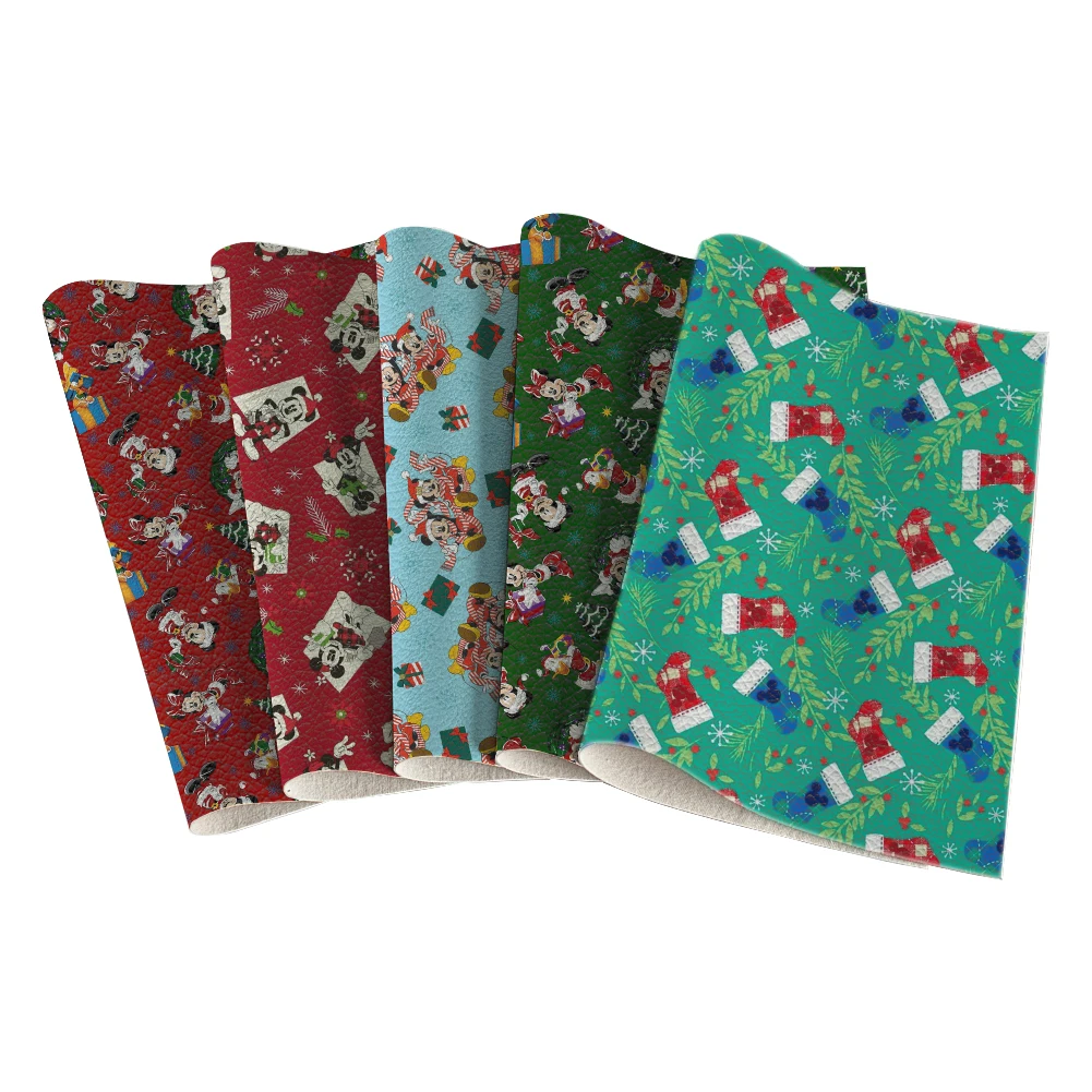Disney Christmas Theme Cartoon Mickey A4 Synthetic Faux Leather Sheet Lychee Printed 22*30CM for DIY Handmade Bag Material
Disney Christmas Theme Cartoon Mickey A4 Synthetic Faux Leather Sheet Lychee Printed 22*30CM for DIY Handmade Bag Material