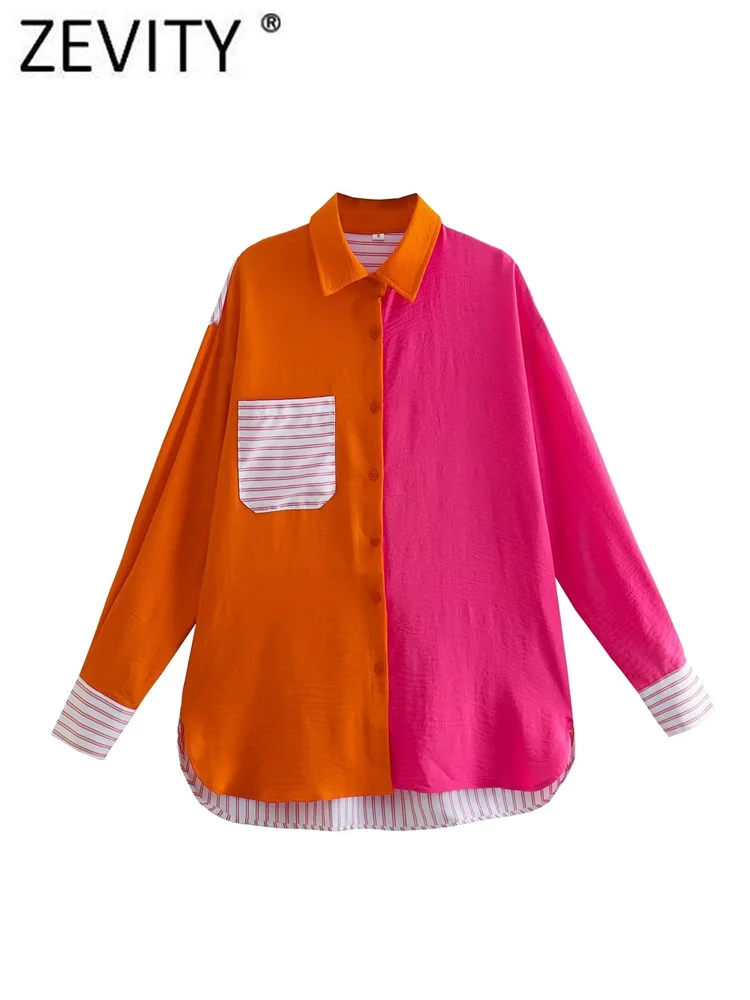 Zevity Women Fashion Color Patchwork Striped Pocket Blouse Office Lady Long Sleeve Business Shirt Chic Chemise Blusa Tops LS1788
Zevity Women Fashion Color Patchwork Striped Pocket Blouse Office Lady Long Sleeve Business Shirt Chic Chemise Blusa Tops LS1788