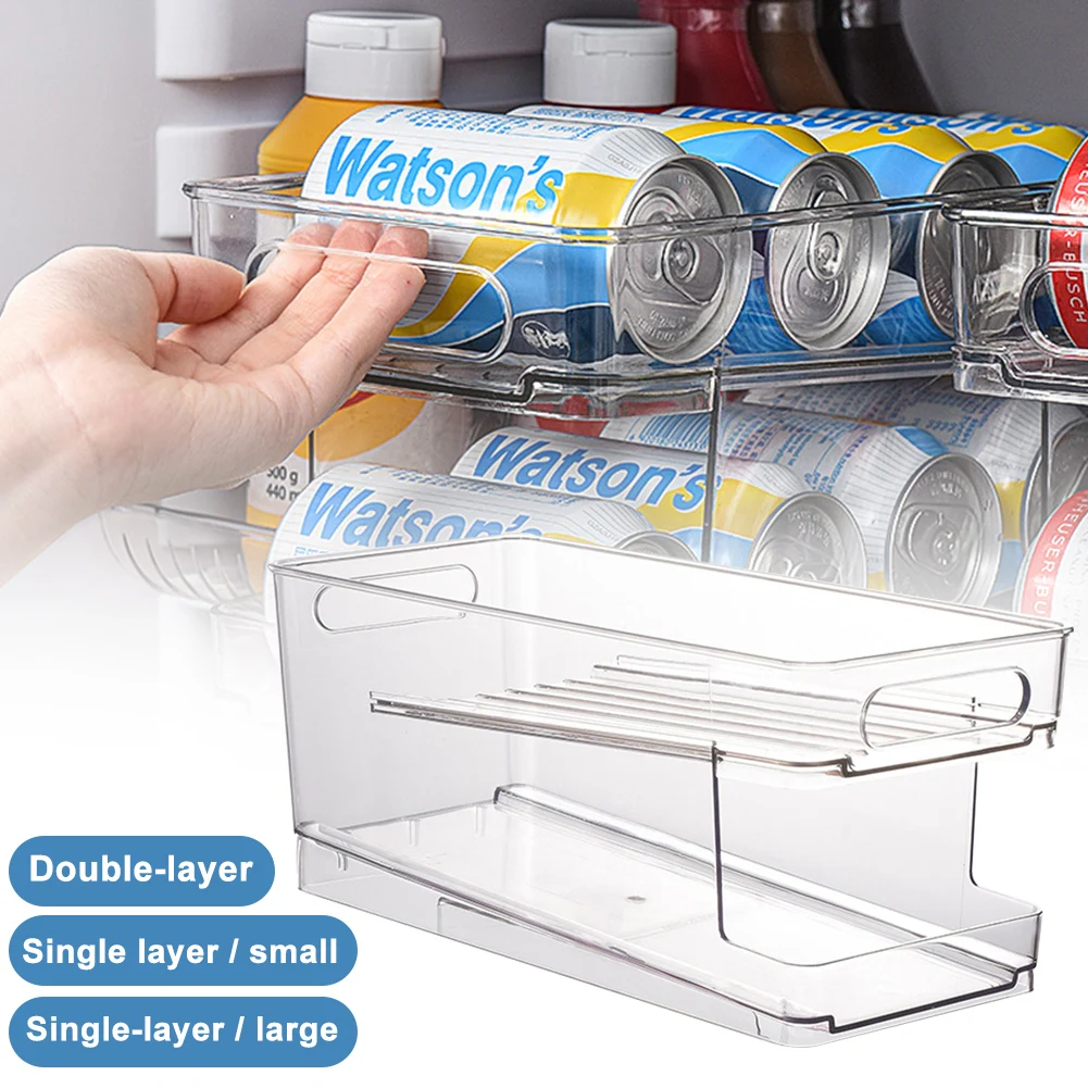

Refrigerator Soda Cans Rack Holders Kitchen Accessories Coke Beer Can Dispenser Storage Double-Layer Self-Rolling Beverage Racks