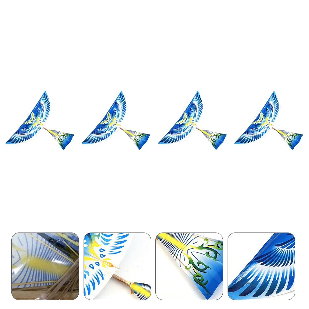

4 Pcs Earth Tones Assembled Toy Flying Bird Child Kid Outdoor Toys Children Science Kite Plastic DIY Plaything