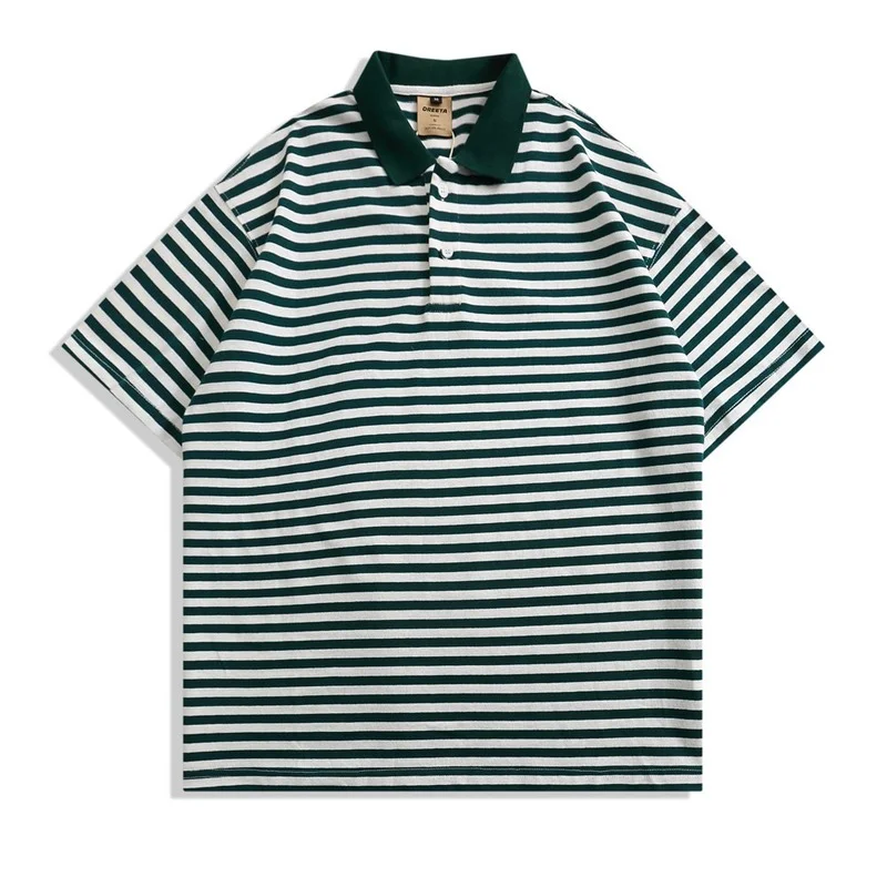 Men's Polo Shirts Summer Fashion Button Turn-down Collar Pullover T-shirt Men's Casual Short Sleeve Striped Loose Polo Shirts
Men's Polo Shirts Summer Fashion Button Turn-down Collar Pullover T-shirt Men's Casual Short Sleeve Striped Loose Polo Shirts
