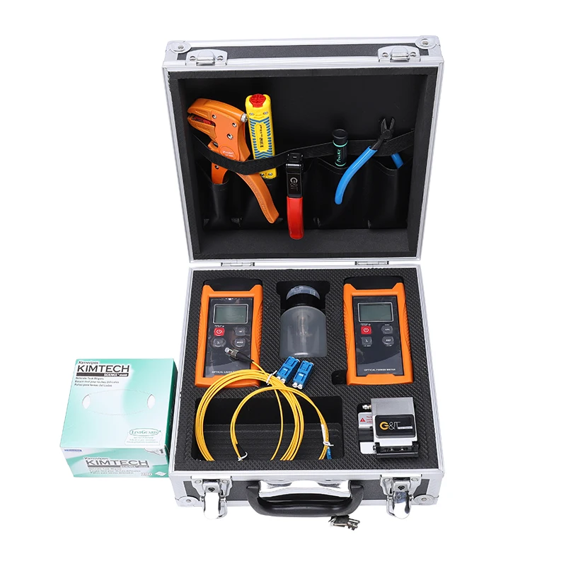 G&T factory 5G special construction ftth fiber optic tool kit with fiber optic cleaver tool and power meter,VFL
G&T factory 5G special construction ftth fiber optic tool kit with fiber optic cleaver tool and power meter,VFL