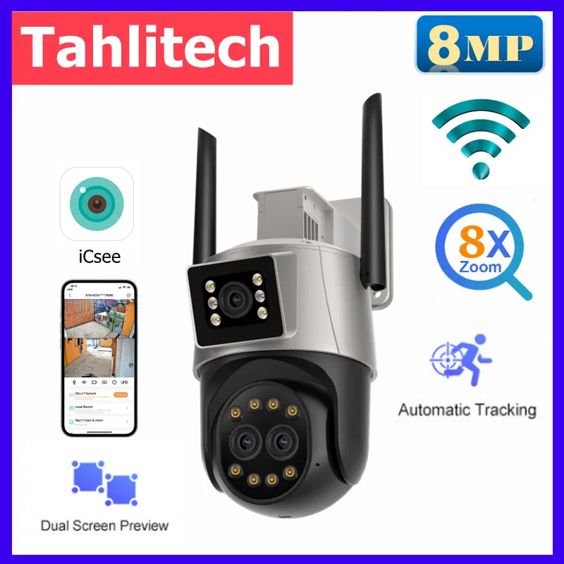 9MP Wifi IP Camera Outdoor Wireless PTZ Camera Three Lens Dual Screen 8X Zoom IR ColorNightvision Auto Tracking CCTV IP Cameras
9MP Wifi IP Camera Outdoor Wireless PTZ Camera Three Lens Dual Screen 8X Zoom IR ColorNightvision Auto Tracking CCTV IP Cameras