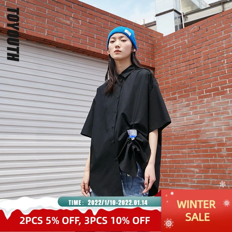 Toyouth Women Shirts 2021 Summer Short Sleeve Turndown Collar Loose Blouse Solid Color Black Hem Drawstring Chic Casual Tops
Toyouth Women Shirts 2021 Summer Short Sleeve Turndown Collar Loose Blouse Solid Color Black Hem Drawstring Chic Casual Tops