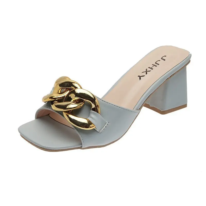 Sandals Metal Chain High Heels 2022 New Square Toe Word with Open Toe Back Hollow Thick Heel Women's Shoes
Sandals Metal Chain High Heels 2022 New Square Toe Word with Open Toe Back Hollow Thick Heel Women's Shoes