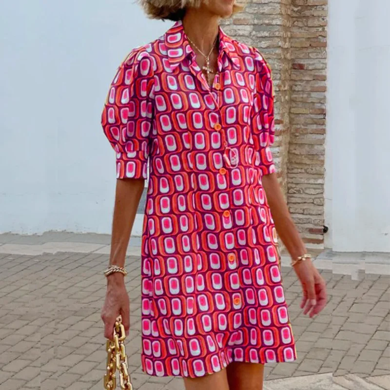 Fashion Bohemian Single Breasted Straight Mini Dresses Casual Printed Shirt Dress Ladies Lapel Short Sleeve Loose Office Dress
Fashion Bohemian Single Breasted Straight Mini Dresses Casual Printed Shirt Dress Ladies Lapel Short Sleeve Loose Office Dress