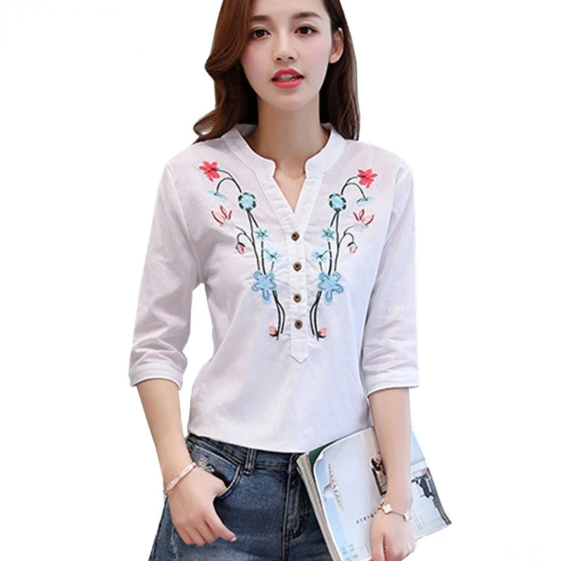 New Cotton Linen V-Neck Women Blouse Shirt Summer Half Sleeved Fashion White OL Blouse V-neck Casual Women Tops Blusas D377 30
New Cotton Linen V-Neck Women Blouse Shirt Summer Half Sleeved Fashion White OL Blouse V-neck Casual Women Tops Blusas D377 30