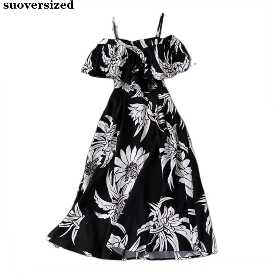 Ruffles Print Off Shoulder Strap Slim Dresses Summer Boho Maxi Dress Women Beach Sukienka Elegant Fairy Vestido Korean Robe New 
Ruffles Print Off Shoulder Strap Slim Dresses Summer Boho Maxi Dress Women Beach Sukienka Elegant Fairy Vestido Korean Robe New