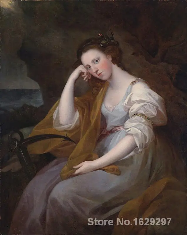 

Portrait of Louisa Leveson Gower as Spes (Goddess of Hope) by Angelica Kauffman Canvas art Painting High quality Hand painted