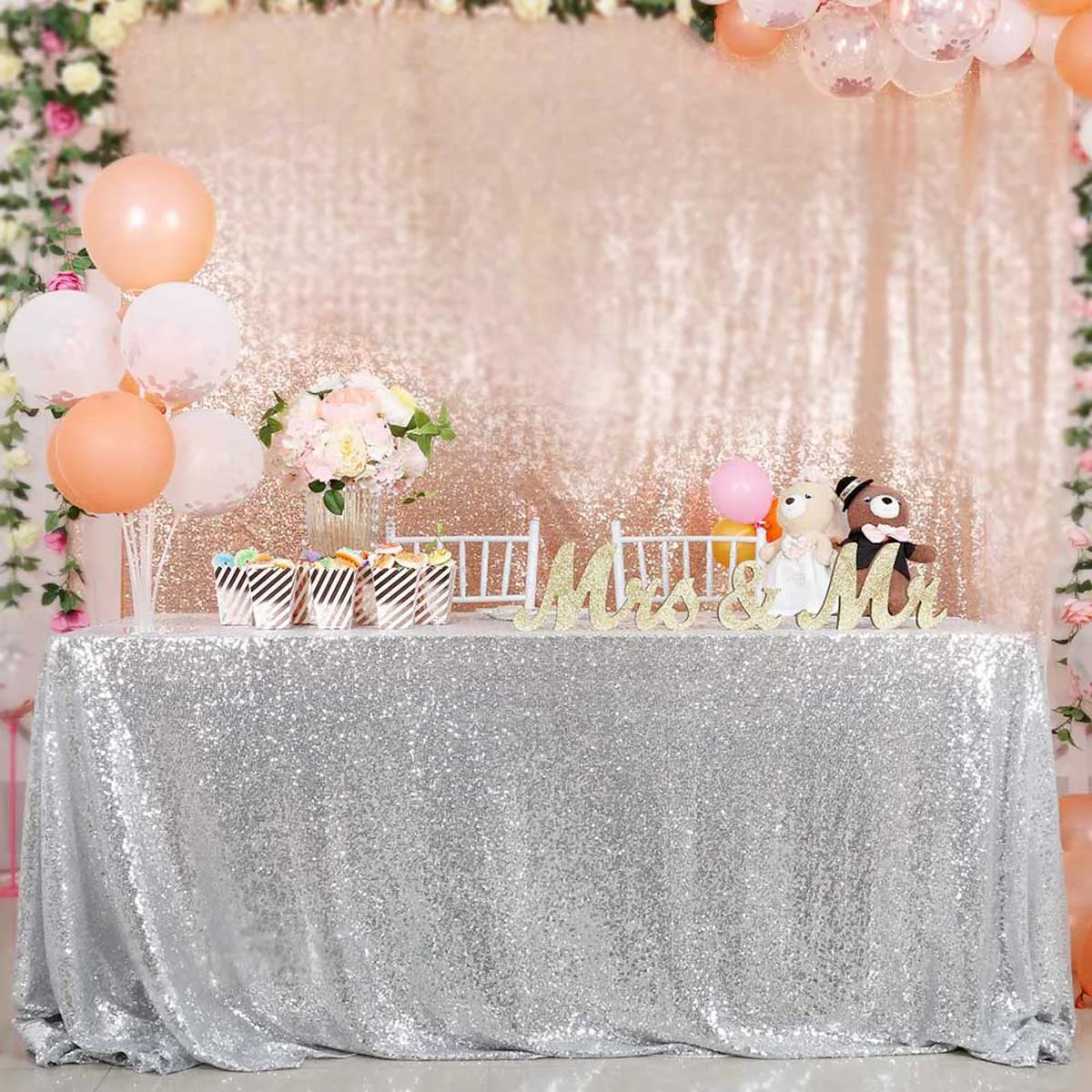 Glitter Tablecloth Christmas 90x132 Inch Rectangle Silver Sequin Overlay Sparkly Table Cloth Sequin Fabric for Wedding Decor
Glitter Tablecloth Christmas 90x132 Inch Rectangle Silver Sequin Overlay Sparkly Table Cloth Sequin Fabric for Wedding Decor