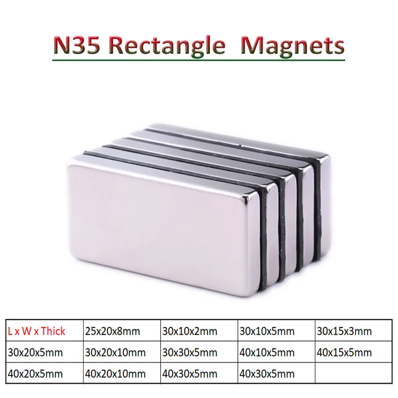 1Pcs N35 Rectangle Powerful Magnets Neodymium Magnet Rare Earth Permanent Magnet,Length=25mm/30mm/40mm
1Pcs N35 Rectangle Powerful Magnets Neodymium Magnet Rare Earth Permanent Magnet,Length=25mm/30mm/40mm