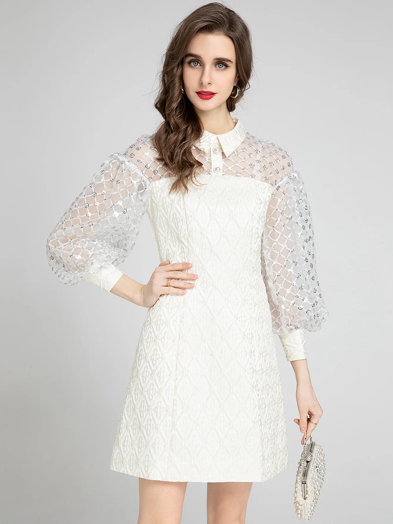 MoaaYina Fashion Designer Summer Dress Women's Mesh Sequins Lantern sleeve Rhombus Plaid Solid Elegant Holiday Party Dress
MoaaYina Fashion Designer Summer Dress Women's Mesh Sequins Lantern sleeve Rhombus Plaid Solid Elegant Holiday Party Dress