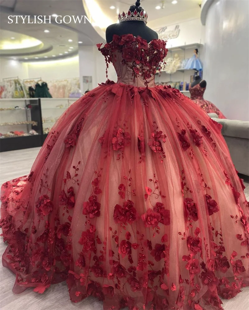 Cinderella Red Quinceanera Dresses Beaded Formal Prom 3D Flowers Graduation Gowns Princess Vestidos De 15 Años 2023
Cinderella Red Quinceanera Dresses Beaded Formal Prom 3D Flowers Graduation Gowns Princess Vestidos De 15 Años 2023