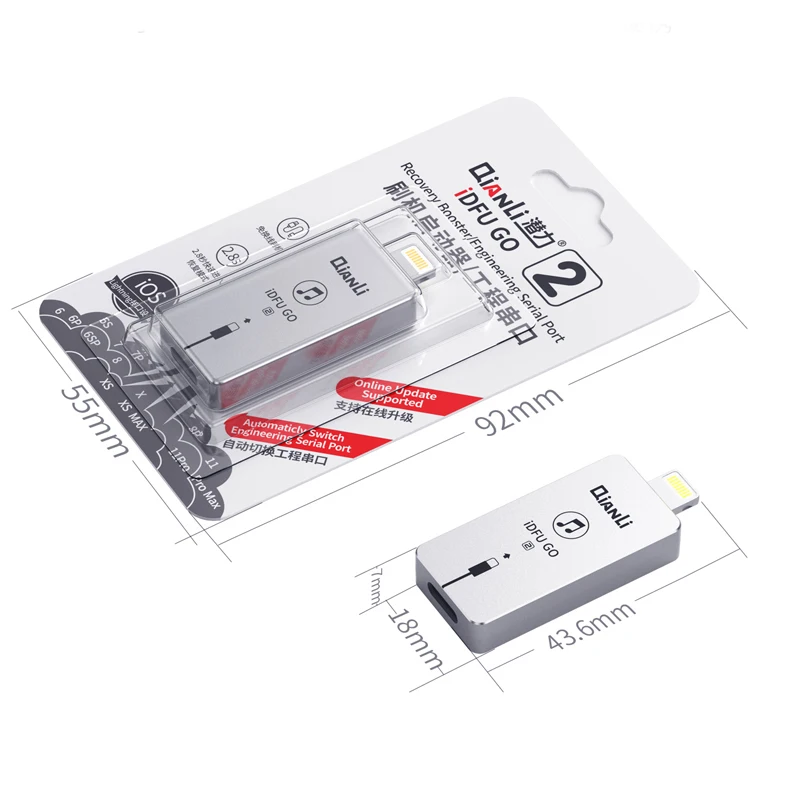 Qianli iDFU Go 2.0 Quick Startup Artifact 2.8 Seconds Fast Enter Recovery Mode Startup DFU Device For iPhone Mode IOS System
Qianli iDFU Go 2.0 Quick Startup Artifact 2.8 Seconds Fast Enter Recovery Mode Startup DFU Device For iPhone Mode IOS System