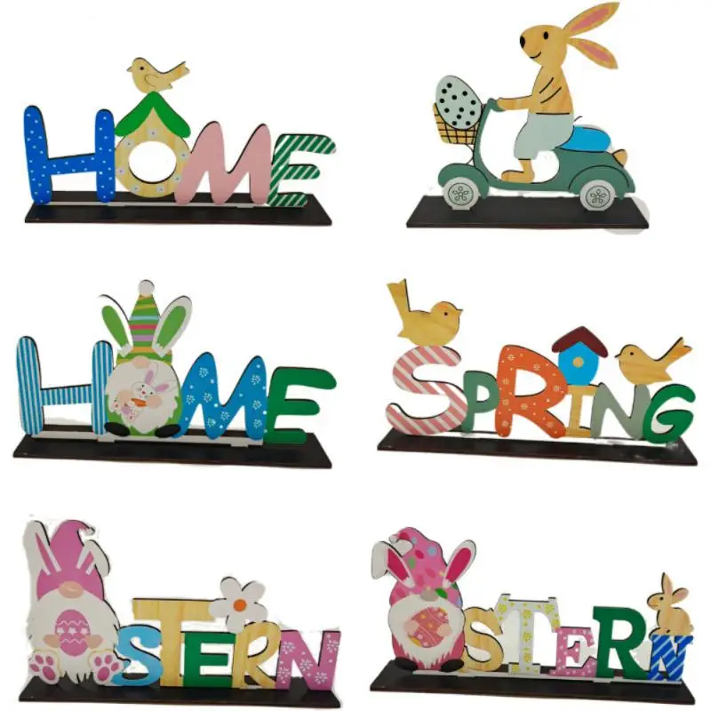 

Cute Poses Handicraft Wood Material Easter Decorations Durable Crafted Table Decoration Decoration Articles Perfect Gift