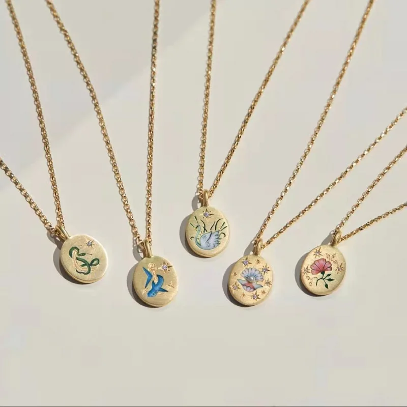 Trendy 2022 Ins Enamel Pattern Plated Gold Oval Pendant Clavicle Chain Titanium Steel Necklace for Women Girl Party Jewelry Gift
Trendy 2022 Ins Enamel Pattern Plated Gold Oval Pendant Clavicle Chain Titanium Steel Necklace for Women Girl Party Jewelry Gift