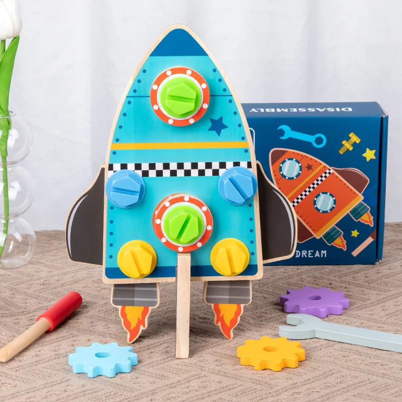 

Mini Rocket Learning Education DIY Screw Nut Group Installed Wooden Model 3d Puzzle Disassembly Kids Toys For Children New