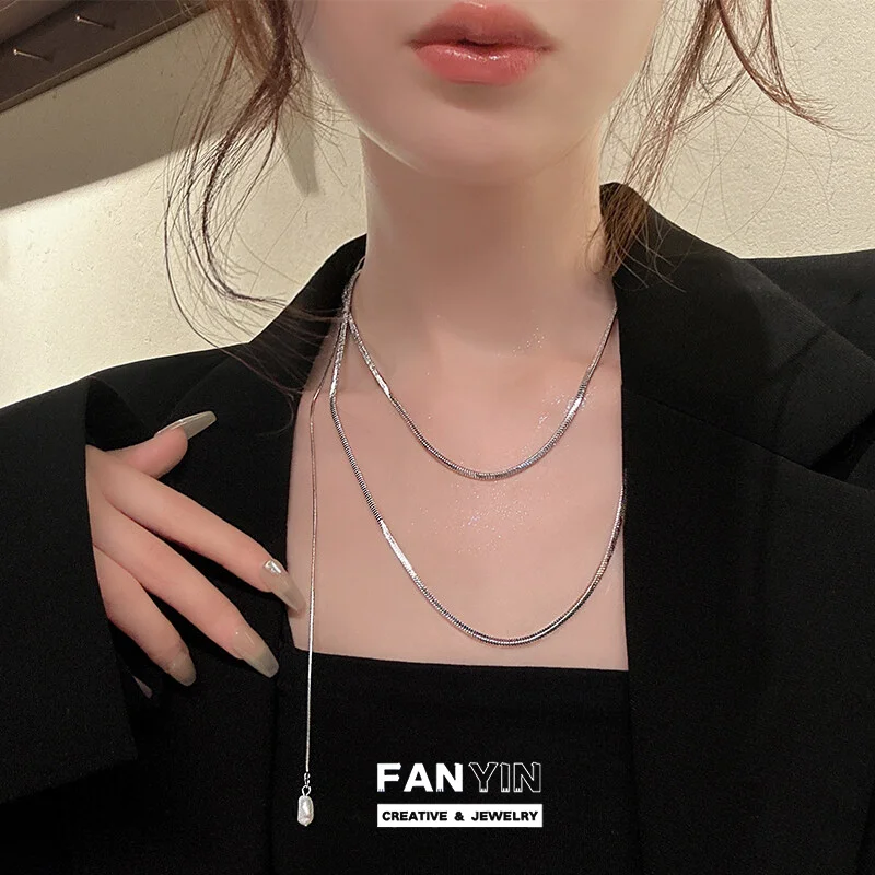 FANYIN Titanium Steel Pearl Snake Bone Chain Necklace for Women Latest Long Style Clavicle Chain
FANYIN Titanium Steel Pearl Snake Bone Chain Necklace for Women Latest Long Style Clavicle Chain
